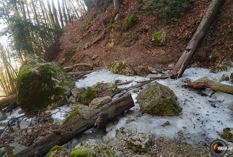 Le Furet en dessous de la cascade.