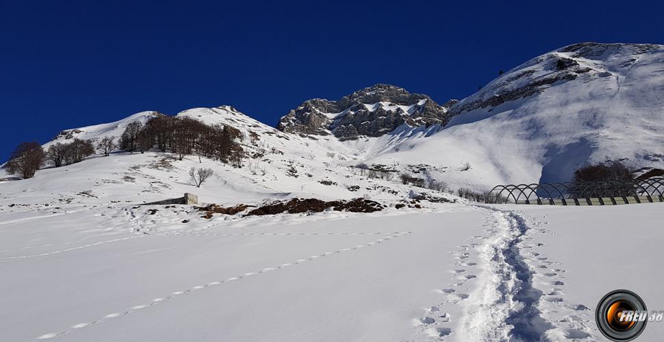 Dans la descente, vue sur l'Arcalod.