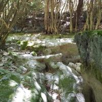 Un torrent a façonné les roches.