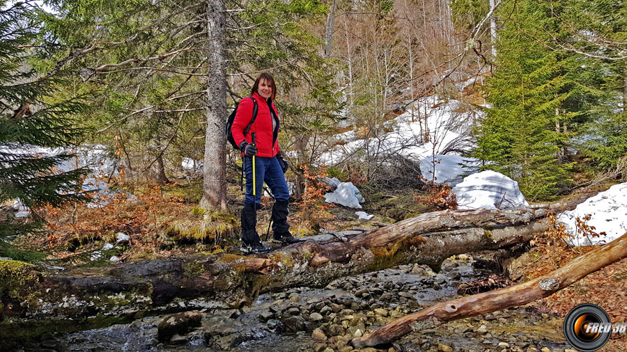 Traversée du ruisseau des Ebats.