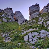 Sous les rochers de la crête
