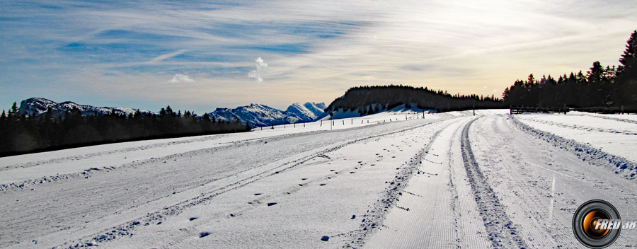 Passage sur la piste de ski nordique.