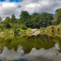Le lac en fond le Mont Joly.