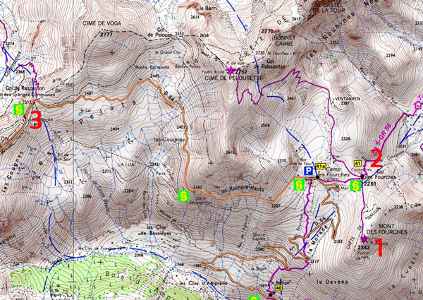 Mont et camp des fourches carte