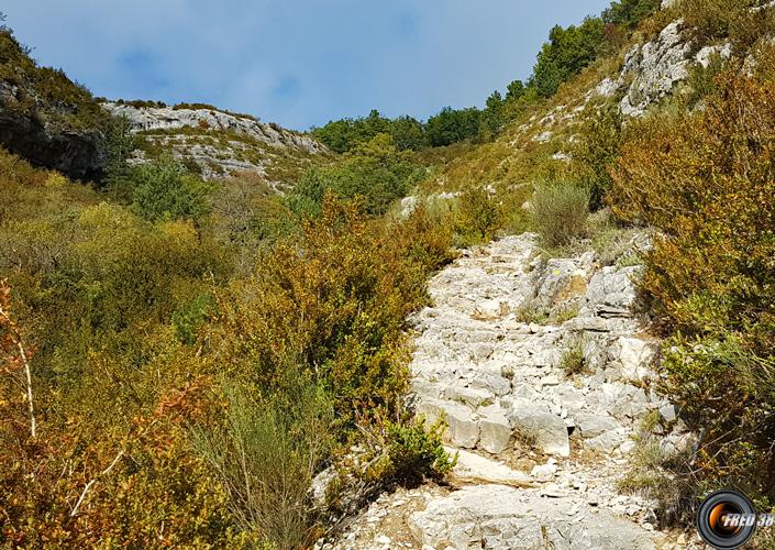 Montée sous la falaise.