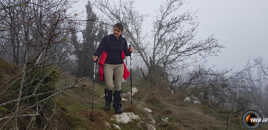 Sur la crête de montée.