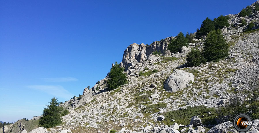 Entre la falaise et le col.