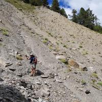 Le couloir d'avalanche dans la variante de descente.