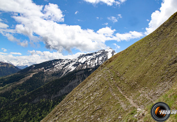 Sentier sur forte pente.