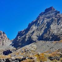 Le refuge et le Monviso.