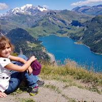 Mont-Blanc et lac de Roselend.