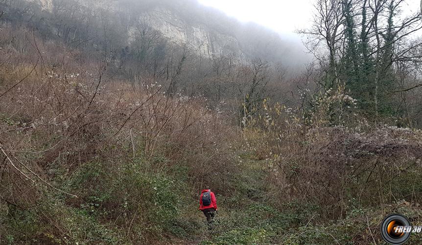 Sous la falaise.